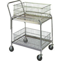 Wesco Industrial Products - 200 Lb Capacity, 20" Wide x 33" Long x 37-1/2" High Mail Cart - 2 Shelf, Steel, Hard Rubber Casters - Exact Industrial Supply