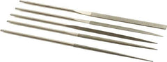 PFERD - 5 Piece Diamond Pattern File Set - 5-1/2" Long, Fine Coarseness, Set Includes Half Round, Hand, Round, Square, Three Square - Exact Industrial Supply