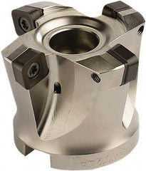 Seco - 4 Inserts, 2.4803" Cutter Diam, 0.0787" Max Depth of Cut, Indexable High-Feed Face Mill - 1.063" Arbor Hole Diam, 0.4882" Keyway Width, 1.9685" High, SCE.. 1206.. Inserts - Exact Industrial Supply