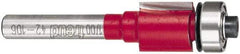 Freud - 1/2" Cut Diam, 1/2" Length of Cut, 8 Flute Flush Trim Edge Profile Router Bit - Carbide-Tipped, 1/4" Shank Diam, 2-1/8" OAL, Proprietary Coating - Exact Industrial Supply