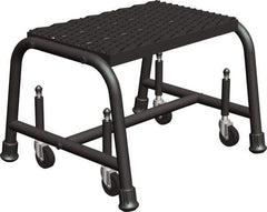 Ballymore - 12" 1 Step Ladder - Rolling Safety Ladder, 450 Lb Capacity, 12" Platform Height, 18" Base Width x 16" Base Depth, Perforated Tread - Exact Industrial Supply