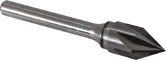 Keo - 1/2" Head Diam, 1/4" Shank Diam, 6 Flute 60° Solid Carbide Countersink - Bright Finish, 2-5/8" OAL, Single End - Exact Industrial Supply