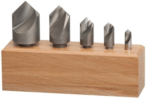 Keo - 5 Piece, 1/4 to 1" Head Diam, 60° Included Angle, Single End Countersink Set - Exact Industrial Supply