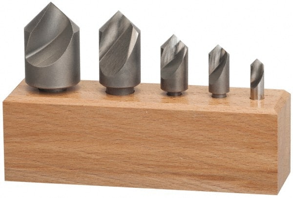 Keo - 5 Piece, 1/4 to 1" Head Diam, 100° Included Angle, Single End Countersink Set - Exact Industrial Supply