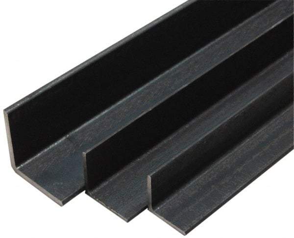 Made in USA - Low Carbon Steel, 1/4 Inch Thick Wall, Angle Iron - 1 Inch Wide x 1 Inch High x 80 Inch Long - Exact Industrial Supply