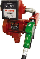 Tuthill - 23 GPM, 1" Hose Diam, AC High-Flow Tank Pump with Automatic Nozzle & 901 Meter - 1-1/4" Inlet, 1" Outlet, 115 Volts, 18' Hose Length, 1/3 hp - Exact Industrial Supply