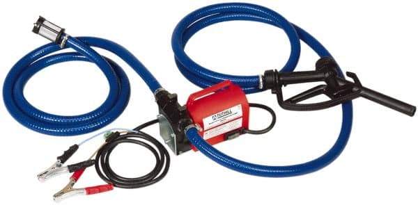 Tuthill - 10 GPM, 3/4" Hose Diam, Pump - 3/4" Inlet, 3/4" Outlet, 12 Volts, 8' Hose Length, 1/5 hp - Exact Industrial Supply
