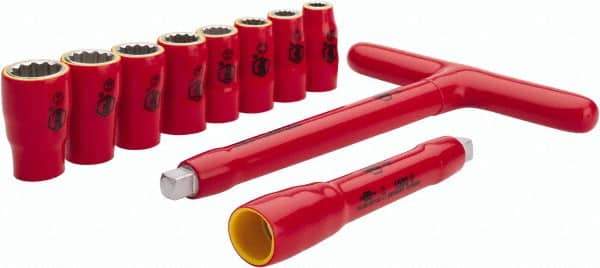 Wiha - 10 Piece 3/8" Drive Socket Set - 12 Points, 5/16" to 3/4" Range, Inch Measurement Standard - Exact Industrial Supply