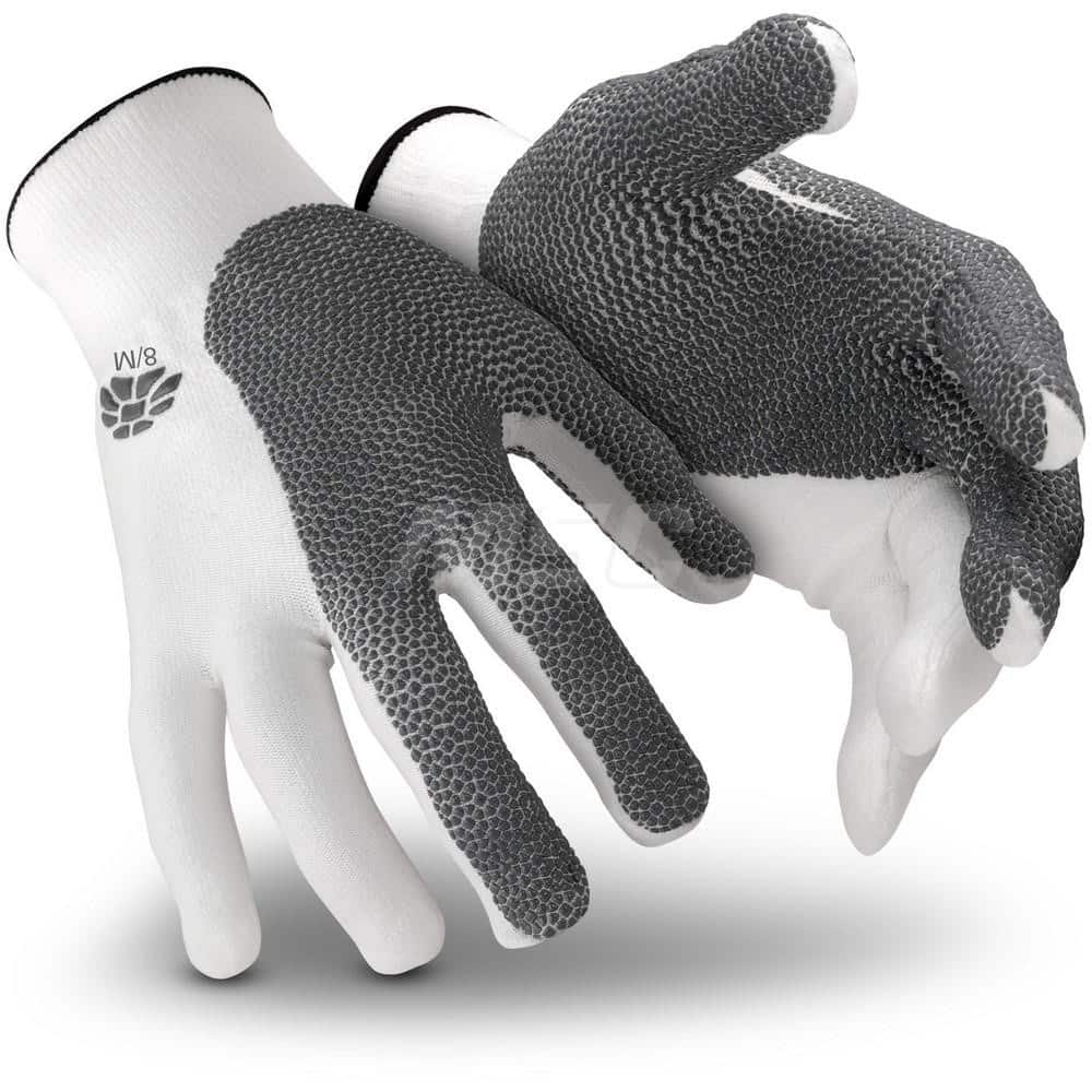 Cut-Resistant Gloves: Size 3XL, ANSI Cut A7 - White & Gray, Thumb & (2) Fingers Coated, Coretek Lined, Dots;Textured Grip
