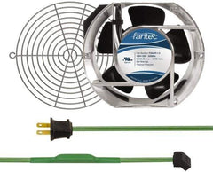 Made in USA - 115 Volts, AC, 240 CFM, Oval Tube Axial Fan Kit - 0.46 Amp Rating, Includes Fan, Fan Filter, 151mm High x 172mm Wide x 51mm Deep, Thermostatically Controlled Fan Cord - Exact Industrial Supply