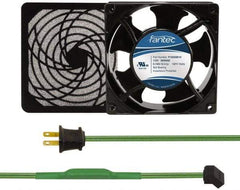 Made in USA - 115 Volts, AC, 103 CFM, Square Tube Axial Fan Kit - 0.26 Amp Rating, 120mm High x 120mm Wide x 38.5mm Deep, Includes Fan, Fan Filter, Thermostatically Controlled Fan Cord - Exact Industrial Supply