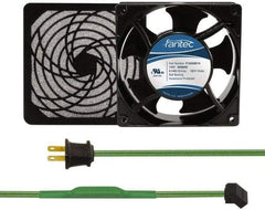 Made in USA - 115 Volts, AC, 80 CFM, Square Tube Axial Fan Kit - 0.18 Amp Rating, 120mm High x 120mm Wide x 38.5mm Deep, Includes Fan, Fan Filter, Thermostatically Controlled Fan Cord - Exact Industrial Supply