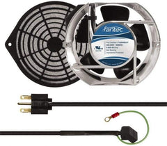 Made in USA - 230 Volts, AC, 240 CFM, Oval Tube Axial Fan Kit - 0.12/0.16 Amp Rating, 151mm High x 172mm Wide x 51mm Deep, Includes Fan, Fan Filter, Fan Cord - Exact Industrial Supply