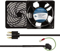 Made in USA - 230 Volts, AC, 103 CFM, Square Tube Axial Fan Kit - 0.12 Amp Rating, 120mm High x 120mm Wide x 38.5mm Deep, Includes Fan, Fan Guard, Fan Cord - Exact Industrial Supply