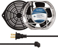 Made in USA - 115 Volts, AC, 240 CFM, Oval Tube Axial Fan Kit - 0.46 Amp Rating, 151mm High x 172mm Wide x 51mm Deep, Includes Fan, Fan Guard, Fan Cord - Exact Industrial Supply