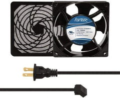 Made in USA - 115 Volts, AC, 103 CFM, Square Tube Axial Fan Kit - 0.26 Amp Rating, 120mm High x 120mm Wide x 38.5mm Deep, Includes Fan, Fan Filter, Fan Cord - Exact Industrial Supply