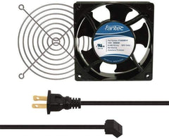 Value Collection - 115 Volts, AC, 103 CFM, Square Tube Axial Fan Kit - 0.26 Amp Rating, 120mm High x 120mm Wide x 38.5mm Deep, Includes Fan, Fan Guard, Fan Cord - Exact Industrial Supply