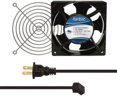 Made in USA - 115 Volts, AC, 80 CFM, Square Tube Axial Fan Kit - 0.18 Amp Rating, 120mm High x 120mm Wide x 38.5mm Deep, Includes Fan, Fan Guard, Fan Cord - Exact Industrial Supply