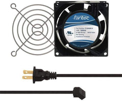 Made in USA - 115 Volts, AC, 31 CFM, Square Tube Axial Fan Kit - 0.18 Amp Rating, 3.15" High x 3" Wide x 38.5mm Deep, Includes Fan, Fan Guard, Fan Cord - Exact Industrial Supply