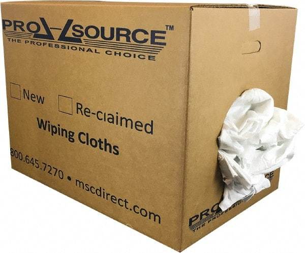 PRO-SOURCE - Cotton Reclaimed Rags - White, Sheeting, Lint Free, 50 Lbs. at 3 to 5 per Pound, Box - Exact Industrial Supply