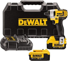 DeWALT - 20 Volt, 1/4" Drive, 117 Ft/Lb Torque, Cordless Impact Driver - Mid-Handle, 2800 RPM, 2 Lithium-Ion Batteries Included - Exact Industrial Supply