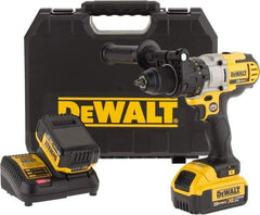 DeWALT - 20 Volt 1/2" Chuck Mid-Handle Cordless Drill - 0-575 & 0-1350 & 0-2000 RPM, Single-Sleeve Ratcheting Chuck, Reversible, 2 Lithium-Ion Batteries Included - Exact Industrial Supply