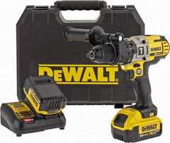 DeWALT - 20 Volt 1/2" Keyless Chuck Cordless Hammer Drill - 0 to 9,775, 0 to 22,950 & 0 to 34,000 BPM, 0 to 575, 0 to 1,350 & 0 to 2,000 RPM, Reversible, Mid-Handle - Exact Industrial Supply