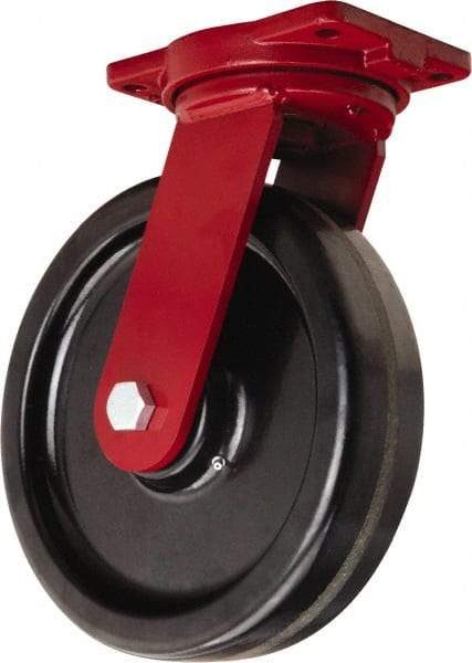 Hamilton - 12" Diam x 3" Wide x 14-1/2" OAH Top Plate Mount Swivel Caster - Phenolic, 3,500 Lb Capacity, Tapered Roller Bearing, 6-1/8 x 7-1/2" Plate - Exact Industrial Supply