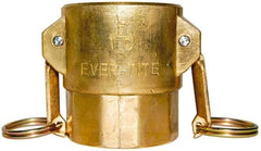 EVER-TITE Coupling Products - 2" Brass Cam & Groove Suction & Discharge Hose Female Coupler Female NPT Thread - Part D, 2" Thread, 350 Max psi - Exact Industrial Supply