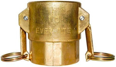 EVER-TITE Coupling Products - 2-1/2" Brass Cam & Groove Suction & Discharge Hose Female Coupler Female NPT Thread - Part D, 2-1/2" Thread, 250 Max psi - Exact Industrial Supply