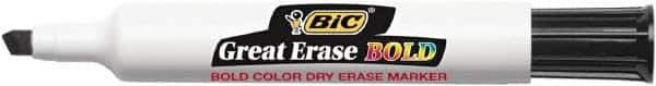 Bic - Bold, Chisel Tip, Black Dry Erase Markers - For Use with Dry Erase Boards - Exact Industrial Supply