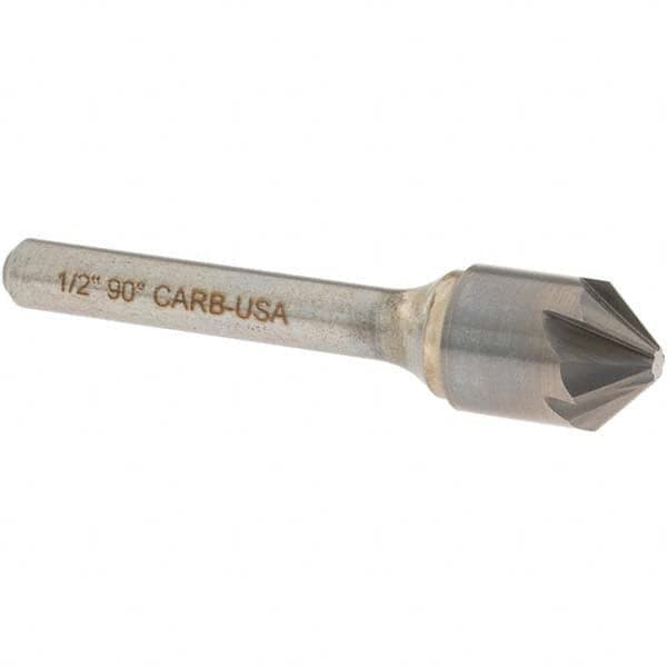 OSG - 1/2" Head Diam, 1/4" Shank Diam, Multi Flute 90° Solid Carbide Countersink - Exact Industrial Supply