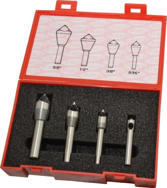Keo - 4 Piece, 5/16 to 5/8" Head Diam, 60° Included Angle, Single End Countersink Set - Exact Industrial Supply