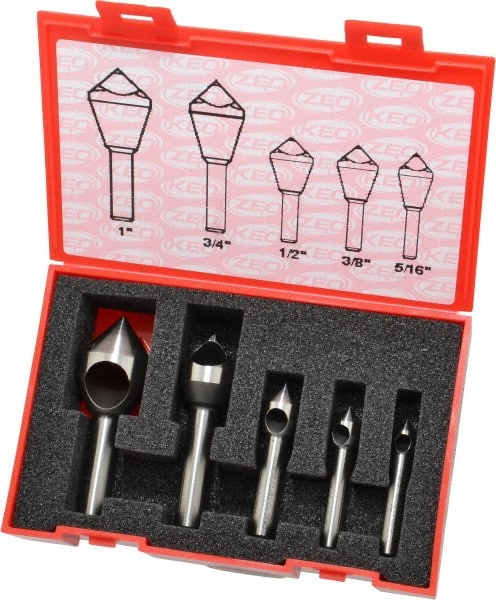 Keo - 5 Piece, 5/16 to 1" Head Diam, 82° Included Angle, Single End Countersink Set - Exact Industrial Supply