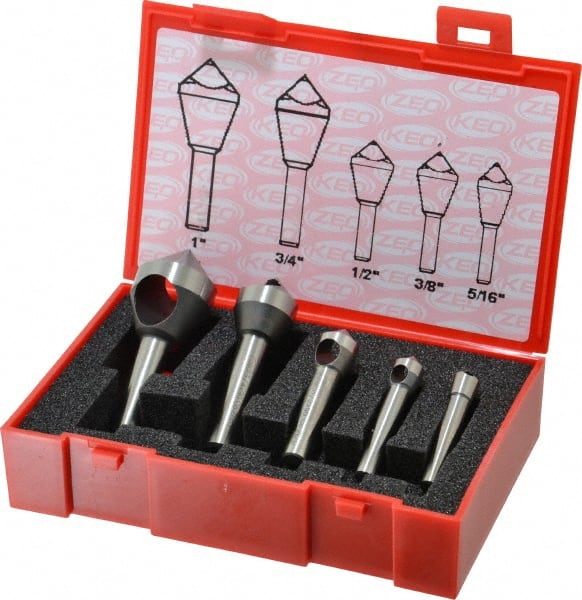 Keo - 5 Piece, 5/16 to 1" Head Diam, 90° Included Angle, Single End Countersink Set - Exact Industrial Supply