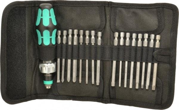 Wera - 17 Piece, Screwdriver Bit and Socket Set - #1, #2 & #3 Phillips - Exact Industrial Supply