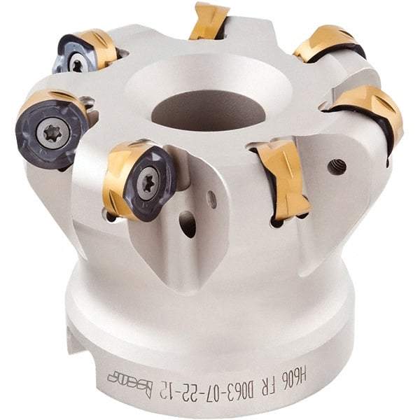 Iscar - 3" Cut Diam, 1/4" Max Depth, 1" Arbor Hole, 8 Inserts, H606 RXCU 43-AX.. Insert Style, Indexable Copy Face Mill - H606 FR-.50 Cutter Style, 2" High, Series Helido - Exact Industrial Supply