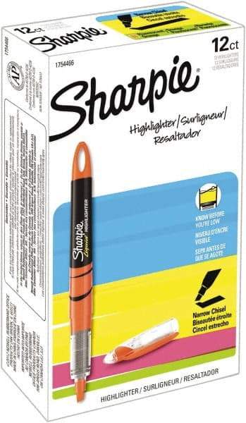 Sharpie - Fluorescent Orange Highlighter - Chisel Tip, AP Nontoxic Ink - Exact Industrial Supply