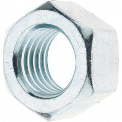 Made in USA - 1-1/8 - 7 UNC Steel Right Hand Hex Nut - 1-11/16" Across Flats, 31/32" High, Zinc Clear Finish - Exact Industrial Supply