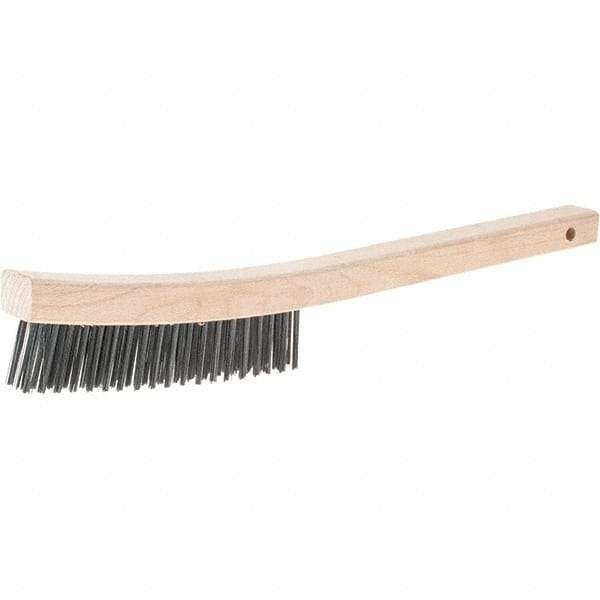 Weiler - 3 Rows x 19 Columns Steel Scratch Brush - 14" Brush Length, 14" OAL, 1-3/16 Trim Length, Wood Handle - Exact Industrial Supply