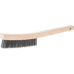 Weiler - 3 Rows x 19 Columns Steel Scratch Brush - 14" Brush Length, 14" OAL, 1-3/16 Trim Length, Wood Handle - Exact Industrial Supply