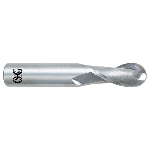 3/16″ Dia. × 3/16″ Shank × 5/8″ DOC × 2″ OAL, CBD Bright, 2 Flute, 30° Helix, Round, Ballnose End Mill - Exact Industrial Supply
