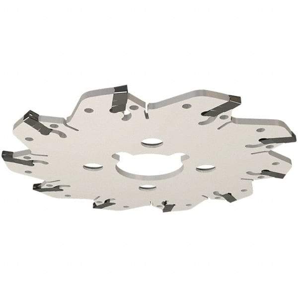 Iscar - Arbor Hole Connection, 0.132" Cutting Width, 1.14" Depth of Cut, 3.94" Cutter Diam, 1" Hole Diam, 6 Tooth Indexable Slotting Cutter - GM Toolholder, GIM, GIMY, GIP Insert, Right Hand Cutting Direction - Exact Industrial Supply