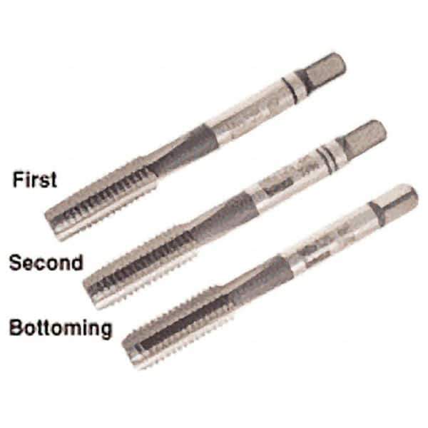 Iscar - M2x0.40 Metric Coarse, 3 Flute, Bottoming, Plug & Taper, Uncoated, Uncoated Finish, High Speed Steel Tap Set - Right Hand Cut, 36mm OAL, 0.315" Thread Length, 6H Class of Fit, Series TPH - Exact Industrial Supply