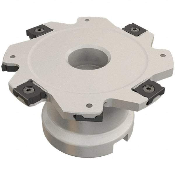 Iscar - Shell Mount B Connection, 0.157" Cutting Width, 26mm Depth of Cut, 100mm Cutter Diam, 27mm Hole Diam, 12 Tooth Indexable Slotting Cutter - FDN-LN08 Toolholder, LNET Insert, Right Hand Cutting Direction - Exact Industrial Supply