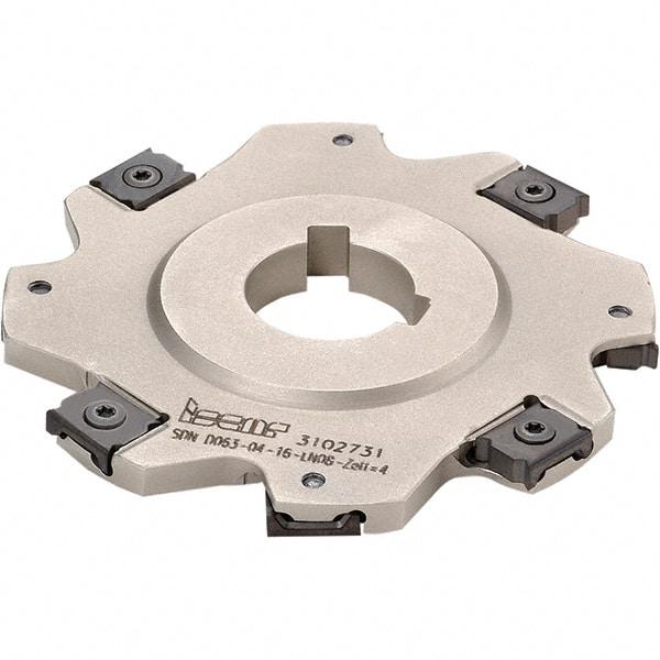 Iscar - Arbor Hole Connection, 5/32" Cutting Width, 0.7" Depth of Cut, 3" Cutter Diam, 1" Hole Diam, 10 Tooth Indexable Slotting Cutter - SDN-LN08 Toolholder, LNET Insert, Right Hand Cutting Direction - Exact Industrial Supply