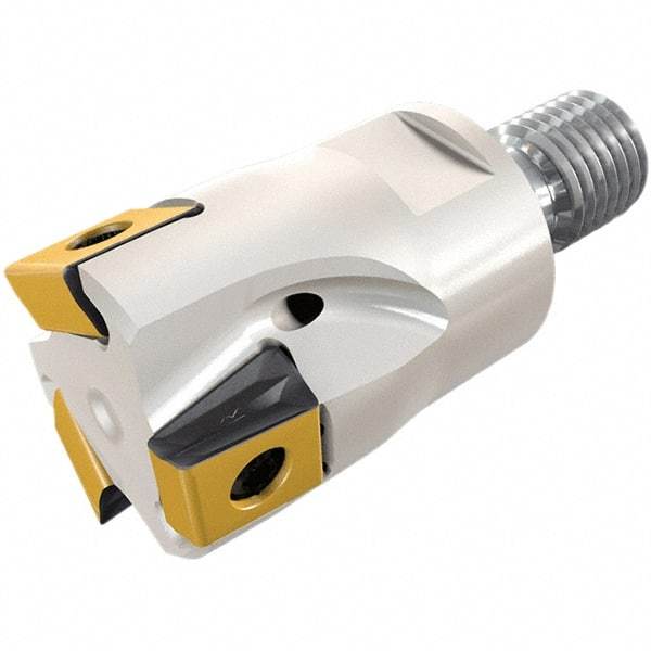 Iscar - 25mm Cut Diam, 8mm Max Depth of Cut, 28mm OAL, Indexable Square Shoulder End Mill - T490 LN.T 0804 Inserts, M12 Modular Connection, 90° Lead Angle, Through Coolant, Series FlexFit, Helitang - Exact Industrial Supply