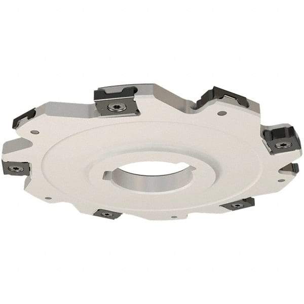 Iscar - Arbor Hole Connection, 0.157" Cutting Width, 27mm Depth of Cut, 100mm Cutter Diam, 27mm Hole Diam, 12 Tooth Indexable Slotting Cutter - SDN Toolholder, LNET Insert, Right Hand Cutting Direction - Exact Industrial Supply