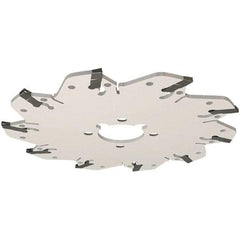 Iscar - Arbor Hole Connection, 0.106" Cutting Width, 34mm Depth of Cut, 125mm Cutter Diam, 32mm Hole Diam, 8 Tooth Indexable Slotting Cutter - GM-DG Toolholder, GIM, GIMY, GIP, GIPA Insert, Right Hand Cutting Direction - Exact Industrial Supply