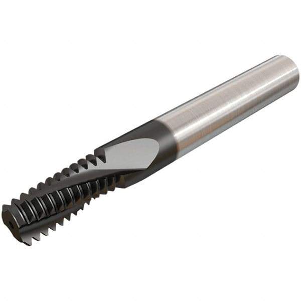 Iscar - M6x1.00 ISO, 0.1811" Cutting Diam, 3 Flute, Solid Carbide Helical Flute Thread Mill - Internal Thread, 14.5mm LOC, 58mm OAL, 6mm Shank Diam - Exact Industrial Supply
